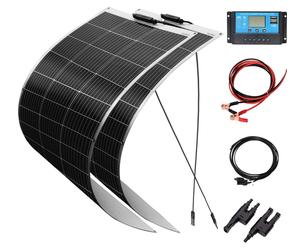 Kit solaire de 200W, comprenant 2 panneaux solaires flexibles de 100W chacun, 18V, et un régulateur de 20A