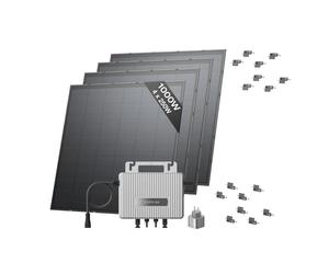 Kit solaire EcoFlow STREAM, Micro-onduleur 800 W relié au réseau, panneaux solaires PV de 250 W*4 avec support de léger Facade, contrôle via Wi-Fi et APP, idéal pour murs verticaux
