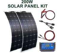 Kit solaire flexible - Système solaire 200 W - Flexible - Ultra-fin (3 mm) - Léger - Kit de panneaux solaires pour camping-car