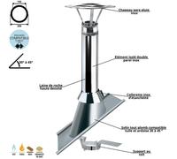 Kit sortie de toit inox isolé 30 à 45° Ediliso25 Edilinox Diamètre 150