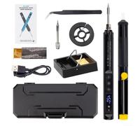 Kit Soudure Électronique Portable avec Pointes Interchangeables | 5 pointes incluses, pour pompe à dessouder, fil d'étain 0.8mm, support stable, boîte rangement compacte