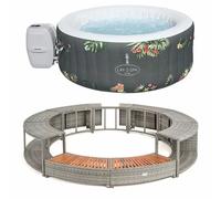 Kit Spa et mobilier rond Bestway 180cm - Gris - Spa Aruba Airjet 2-3 places et mobilier rond 180cm