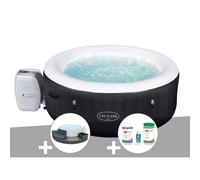 Kit spa gonflable Bestway Lay-Z-Spa Miami rond Airjet 4 places + Ensemble mobilier 4 modules + Kit traitement brome
