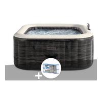Kit spa gonflable Intex PureSpa Ardoise carré Bulles 4 places + 6 filtres
