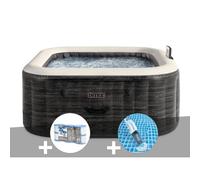 Kit spa gonflable Intex PureSpa Ardoise carré Bulles 4 places + 6 filtres + Aspirateur