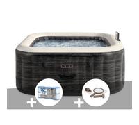 Kit spa gonflable Intex PureSpa Ardoise carré Bulles 4 places + 6 filtres + Kit d'entretien