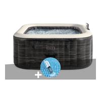 Kit spa gonflable Intex PureSpa Ardoise carré Bulles 4 places + Aspirateur