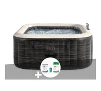 Kit spa gonflable Intex PureSpa Ardoise carré Bulles 4 places + Kit de traitement brome