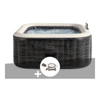 Kit spa gonflable Intex PureSpa Ardoise carré Bulles 4 places + Kit d'entretien