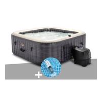 Kit spa gonflable Intex PureSpa Ardoise carré Bulles 6 places + Aspirateur