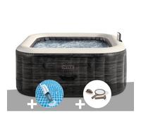 Kit spa gonflable Intex PureSpa Ardoise carré Bulles 6 places + Aspirateur + Kit d'entretien