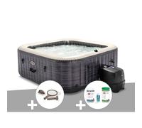 Kit spa gonflable Intex PureSpa Ardoise carré Bulles 6 places + Kit d'entretien + Kit de traitement brome