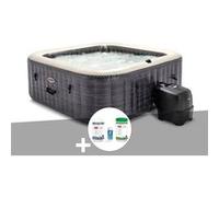 Kit spa gonflable Intex PureSpa Ardoise carré Bulles 6 places + Kit traitement brome Ardoise G