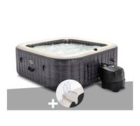 Kit spa gonflable Intex PureSpa Ardoise carré Bulles 6 places + Porte-verre