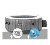Kit spa gonflable Intex PureSpa Baltik rond Bulles 4 places + 6 filtres + Aspirateur