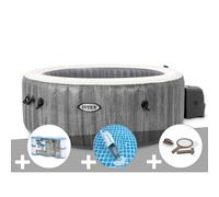 Kit spa gonflable Intex PureSpa Baltik rond Bulles 4 places + 6 filtres + Aspirateur + Kit d'entretien
