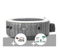 Kit spa gonflable Intex PureSpa Baltik rond Bulles 4 places + Kit d'entretien + Kit de traitement brome