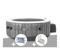 Kit spa gonflable Intex PureSpa Baltik rond Bulles 6 places + 6 filtres + Porte-verre