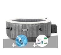 Kit spa gonflable Intex PureSpa Baltik rond Bulles 6 places + Aspirateur + Kit de traitement brome