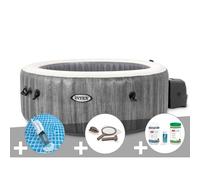 Kit spa gonflable Intex PureSpa Baltik rond Bulles 6 places + Aspirateur + Kit d'entretien + Kit de traitement brome
