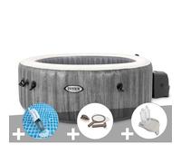 Kit spa gonflable Intex PureSpa Baltik rond Bulles 6 places + Aspirateur + Kit d'entretien + Porte-verre