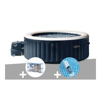 Kit spa gonflable Intex PureSpa Blue Navy rond Bulles 4 places + 6 filtres + Aspirateur