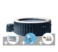 Kit spa gonflable Intex PureSpa Blue Navy rond Bulles 4 places + 6 filtres + Aspirateur + Kit d'entretien