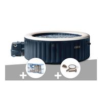 Kit spa gonflable Intex PureSpa Blue Navy rond Bulles 4 places + 6 filtres + Kit d'entretien