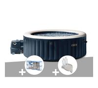Kit spa gonflable Intex PureSpa Blue Navy rond Bulles 4 places + 6 filtres + Porte-verre