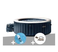 Kit spa gonflable Intex PureSpa Blue Navy rond Bulles 4 places + Aspirateur + Kit d'entretien