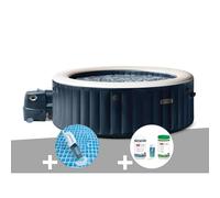 Kit spa gonflable Intex PureSpa Blue Navy rond Bulles 6 places + Aspirateur + Kit de traitement brome