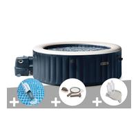 Kit spa gonflable Intex PureSpa Blue Navy rond Bulles 6 places + Aspirateur + Kit d'entretien + Porte-verre