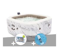 Kit spa gonflable Intex PureSpa Calacatta carré Bulles 4 places + 6 filtres + Aspirateur