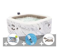 Kit spa gonflable Intex PureSpa Calacatta carré Bulles 4 places + 6 filtres + Aspirateur + Kit d'entretien