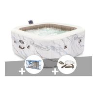 Kit spa gonflable Intex PureSpa Calacatta carré Bulles 4 places + 6 filtres + Kit d'entretien
