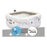Kit spa gonflable Intex PureSpa Calacatta carré Bulles 4 places + Aspirateur + Kit d'entretien