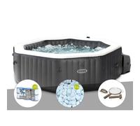 Kit spa gonflable Intex PureSpa Carbone octogonal Bulles et Jets 4 places + 12 filtres + 5 kg de sel + Kit d'entretien