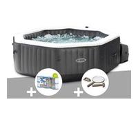 Kit spa gonflable Intex PureSpa Carbone octogonal Bulles et Jets 4 places + 12 filtres + Kit d'entretien