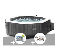 Kit spa gonflable Intex PureSpa Carbone octogonal Bulles et Jets 4 places + 12 filtres + Kit d'entretien