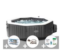 Kit spa gonflable Intex PureSpa Carbone octogonal Bulles et Jets 4 places + 12 filtres + Kit traitement brome + Kit d'entretien