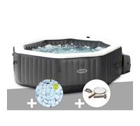 Kit spa gonflable Intex PureSpa Carbone octogonal Bulles et Jets 4 places + 5 kg de sel + Kit d'entretien