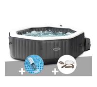 Kit spa gonflable Intex PureSpa Carbone octogonal Bulles et Jets 4 places + Aspirateur + Kit d'entretien