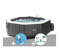 Kit spa gonflable Intex PureSpa Carbone octogonal Bulles et Jets 4 places + Kit traitement brome + Aspirateur