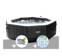 Kit spa gonflable Intex PureSpa Carbone octogonal Bulles et Jets 6 places + 12 filtres + 5 kg de sel