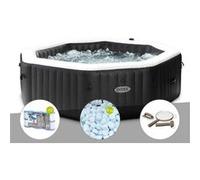 Kit spa gonflable Intex PureSpa Carbone octogonal Bulles et Jets 6 places + 12 filtres + 5 kg de sel + Kit d'entretien 6 G
