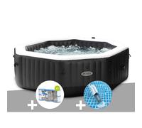 Kit spa gonflable Intex PureSpa Carbone octogonal Bulles et Jets 6 places + 12 filtres + Aspirateur