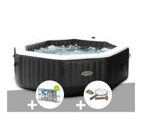 Kit spa gonflable Intex PureSpa Carbone octogonal Bulles et Jets 6 places + 12 filtres + Kit d'entretien