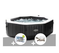 Kit spa gonflable Intex PureSpa Carbone octogonal Bulles et Jets 6 places + 12 filtres + Kit d'entretien