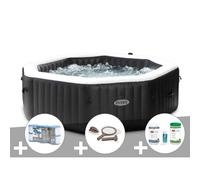 Kit spa gonflable Intex PureSpa Carbone octogonal Bulles et Jets 6 places + 12 filtres + Kit traitement brome + Kit d'entretien