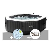 Kit spa gonflable Intex PureSpa Carbone octogonal Bulles et Jets 6 places + 5 kg de sel + Kit d'entretien